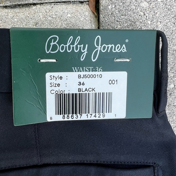 Bobby Jones Black Golf Pant Men's 36 Pleated Front Polyester Unfinished New - Picture 5 of 6
